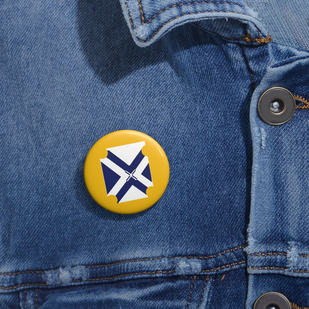 XT7 Yellow Pin Button with Navy Cross Emblem - Custom Badge Pin