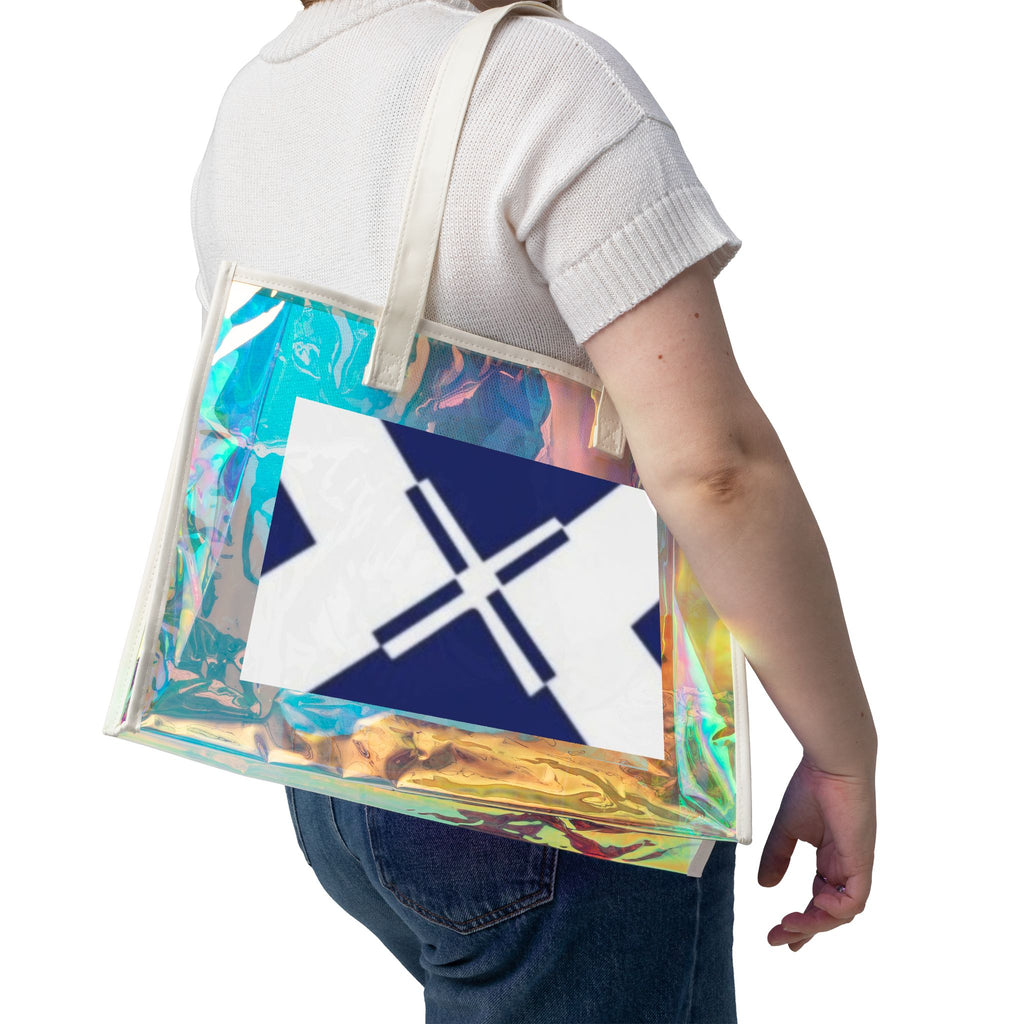 Holographic Beach Tote Bag — Iridescent Clear Pool & Summer Carryall