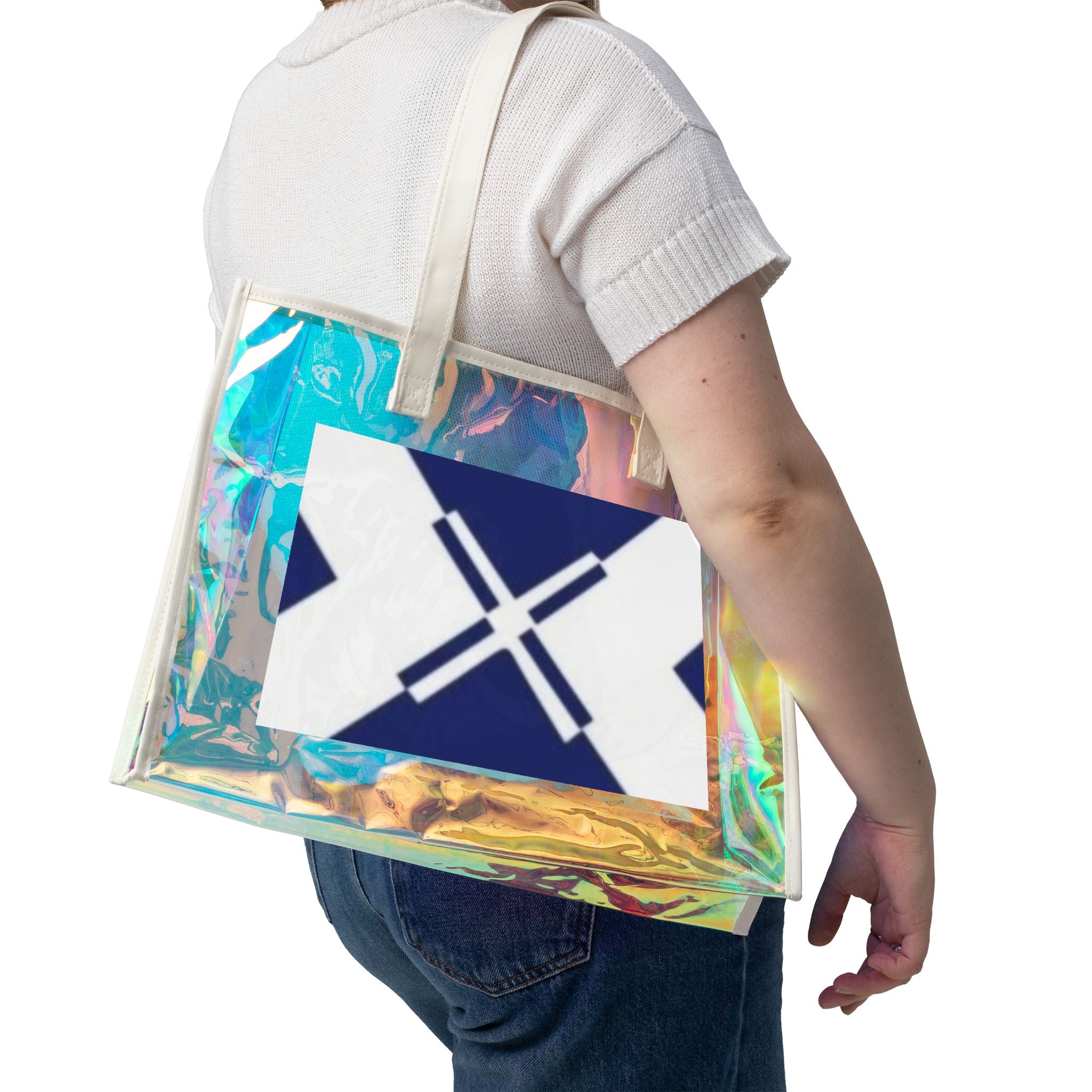 Holographic Beach Tote Bag — Iridescent Clear Pool & Summer Carryall