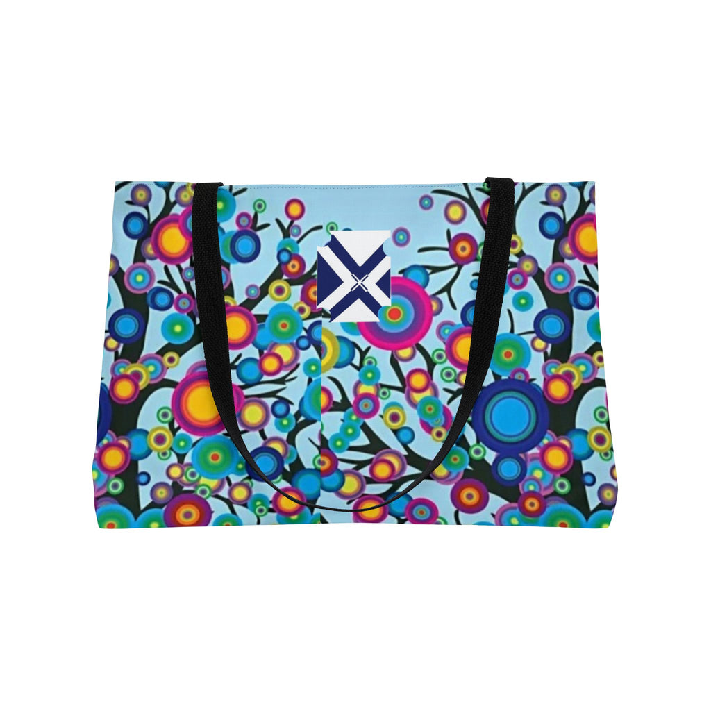 Weekender Tote Bag — Bright Floral & Tree Scenic Overnight Travel Tote