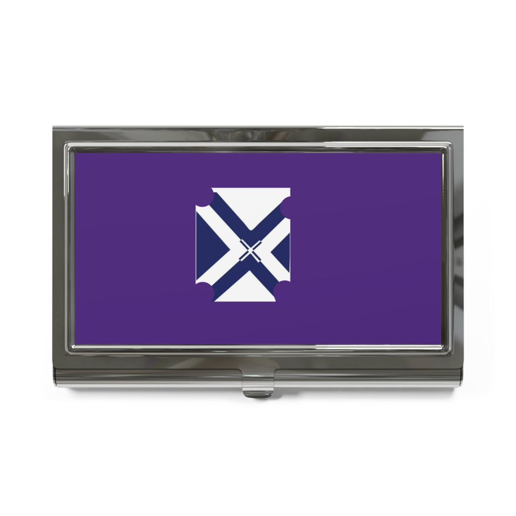 Metal Business Card Holder — Purple St. Andrew's Cross Design
