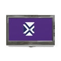 Metal Business Card Holder — Purple St. Andrew's Cross Design