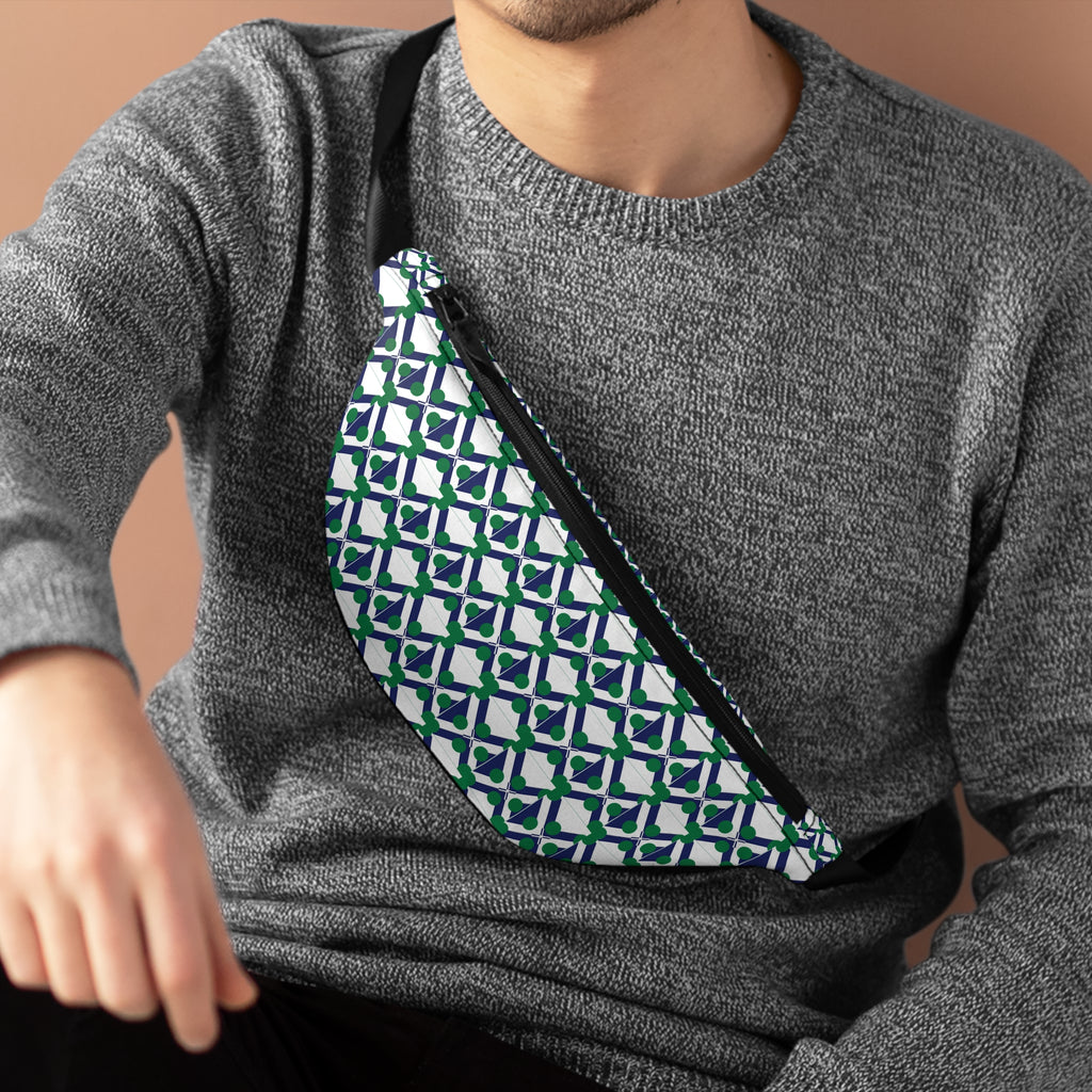 XT9 Green Tile Fanny Pack — Patterned Waist Bag for Travel & Everyday