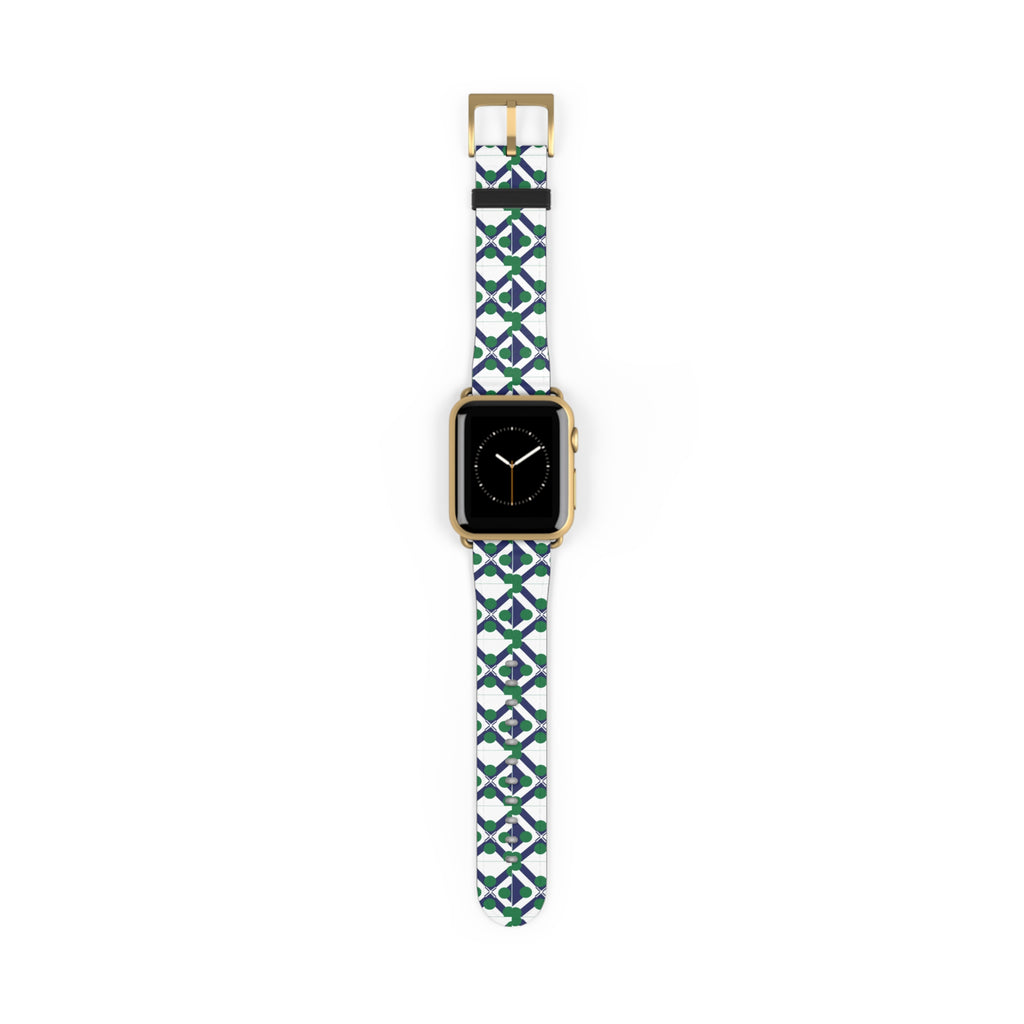 XT9 Green & Navy Tile Watch Band — Patterned Apple Watch Strap