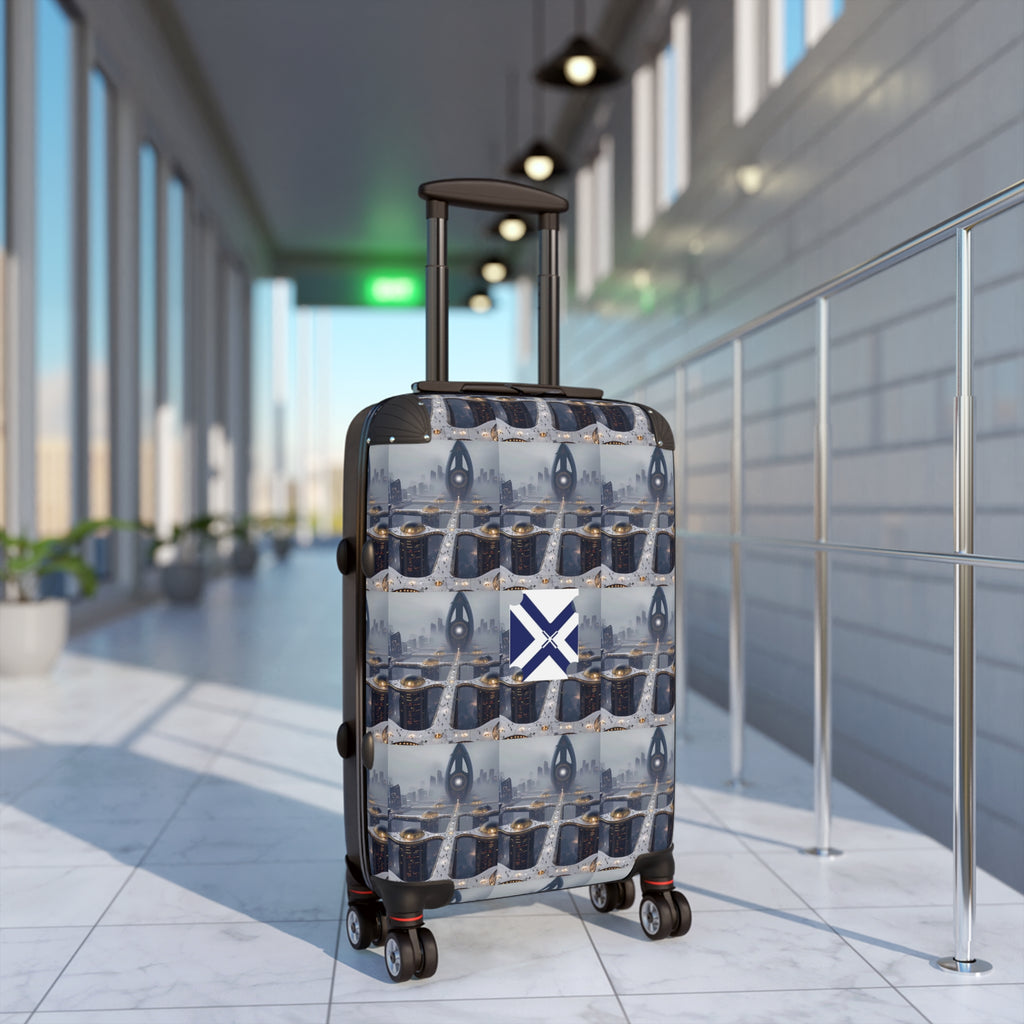 Nautical Anchor Pattern Carry-On Suitcase with xt Saltire Badge — Travel Luggage