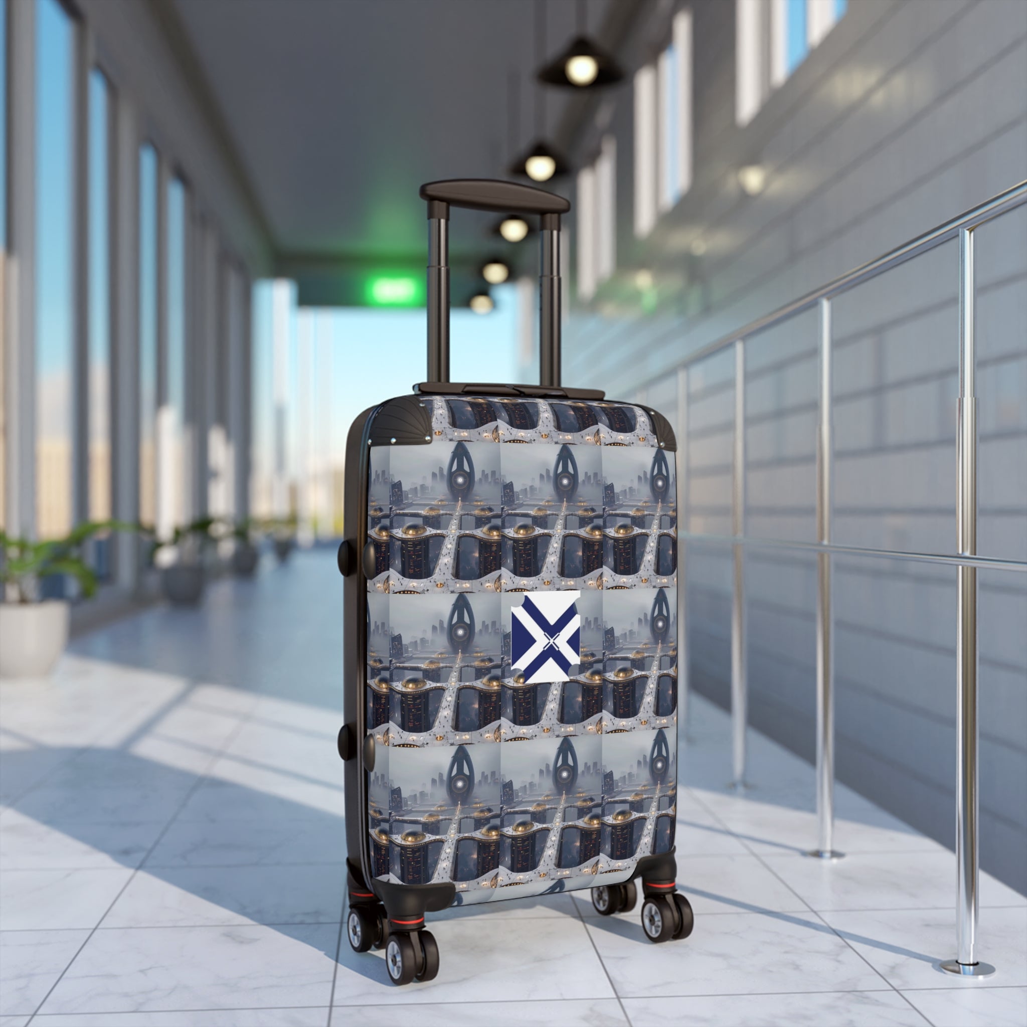 Nautical Anchor Pattern Carry-On Suitcase with xt Saltire Badge — Travel Luggage