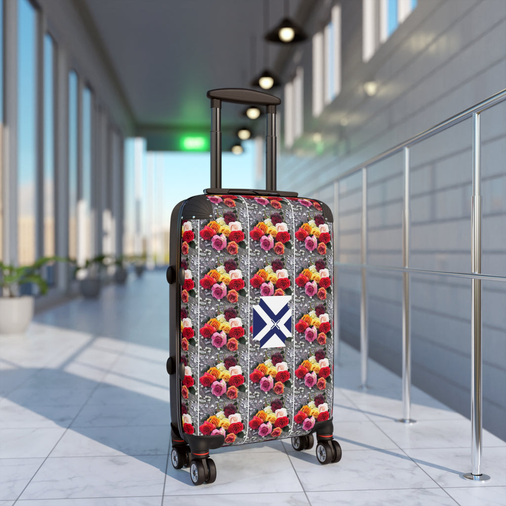 Floral Mosaic Carry-On Suitcase with Scottish Saltire Accent