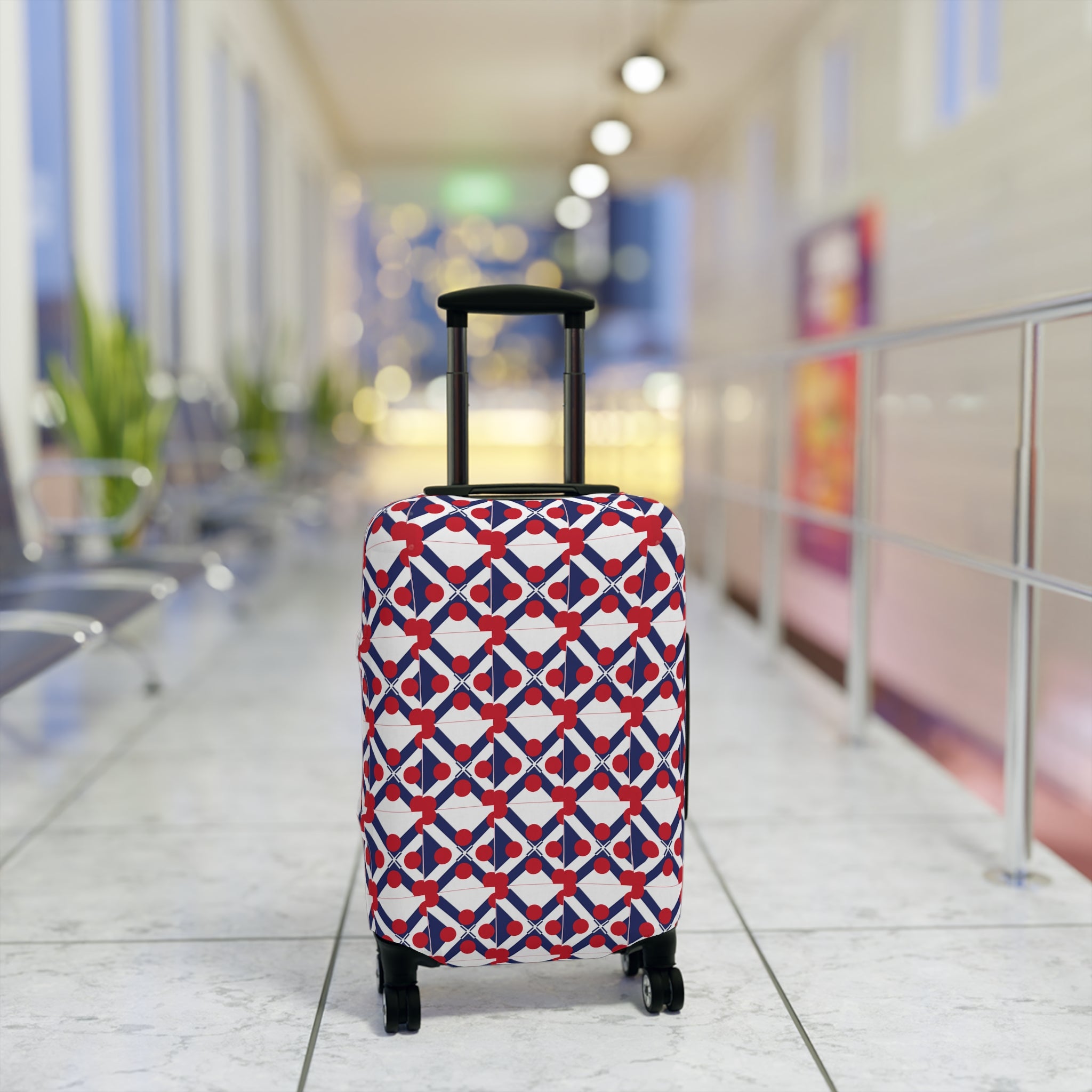 Red White Blue Geometric Luggage Cover — Patriotic Travel Protector