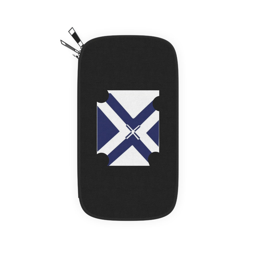 Nautical Cross Passport Wallet — Blue White Travel Document Organizer