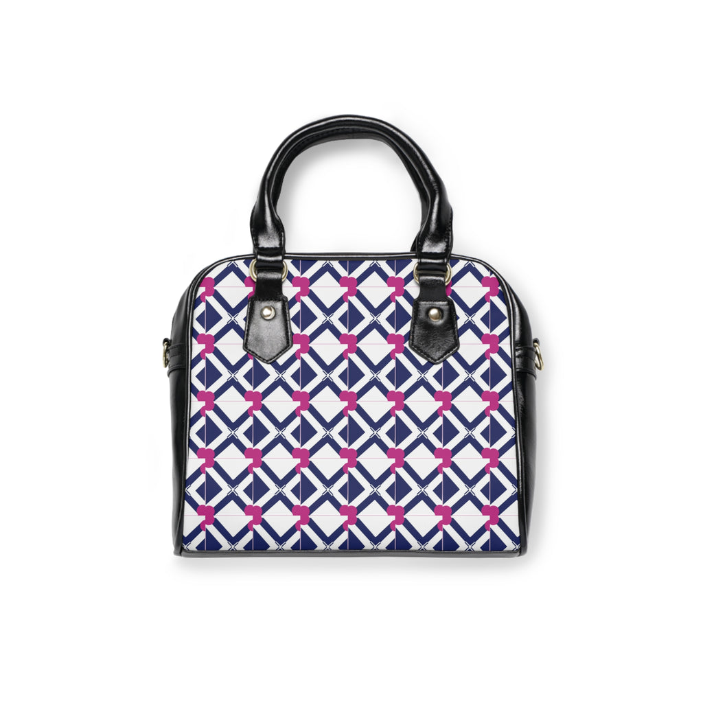 XT9 Navy & Pink Pattern Shoulder Handbag
