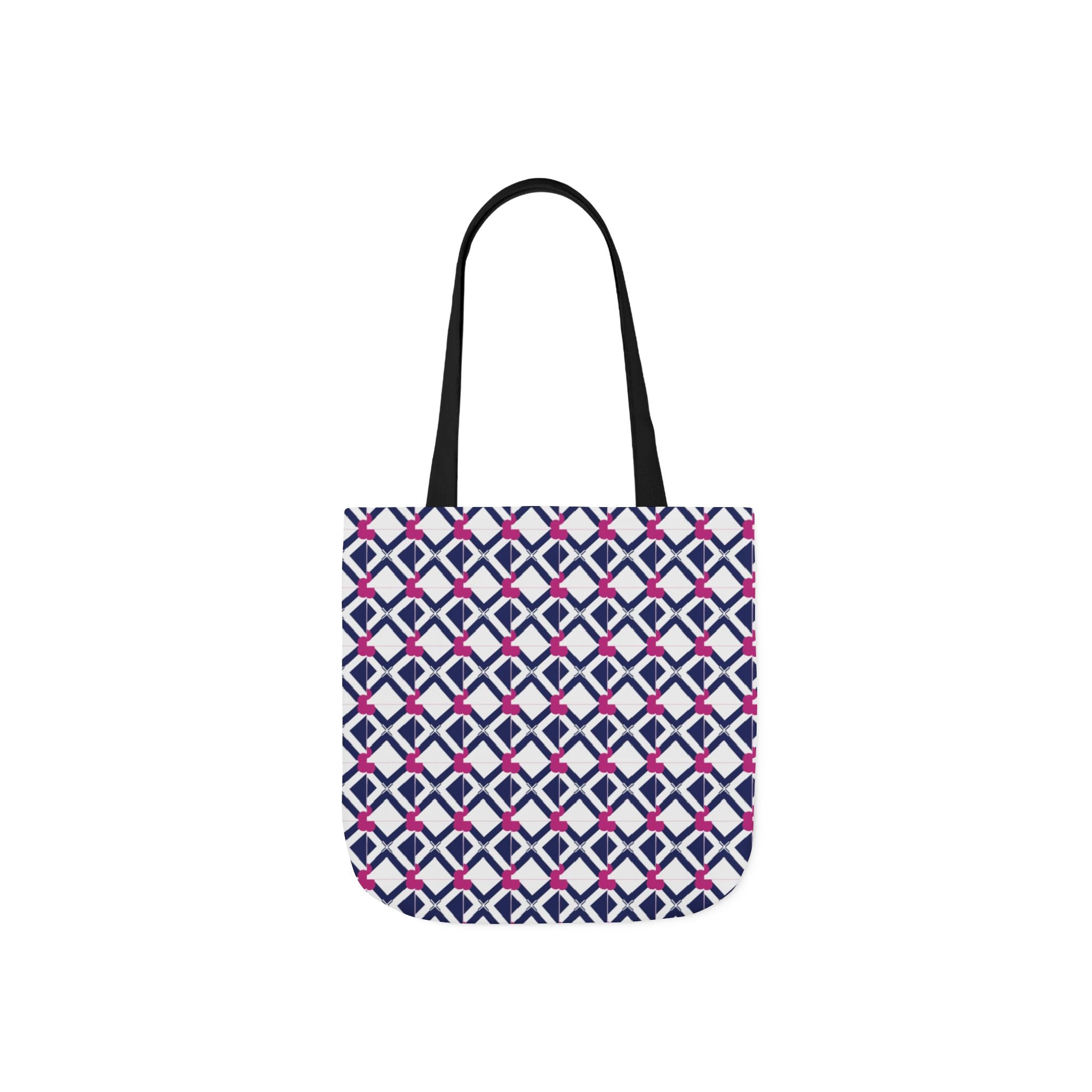 Geometric Navy & Pink Canvas Tote Bag