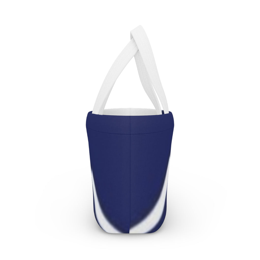 Navy Diagonal Stripe Insulated Lunch Bag