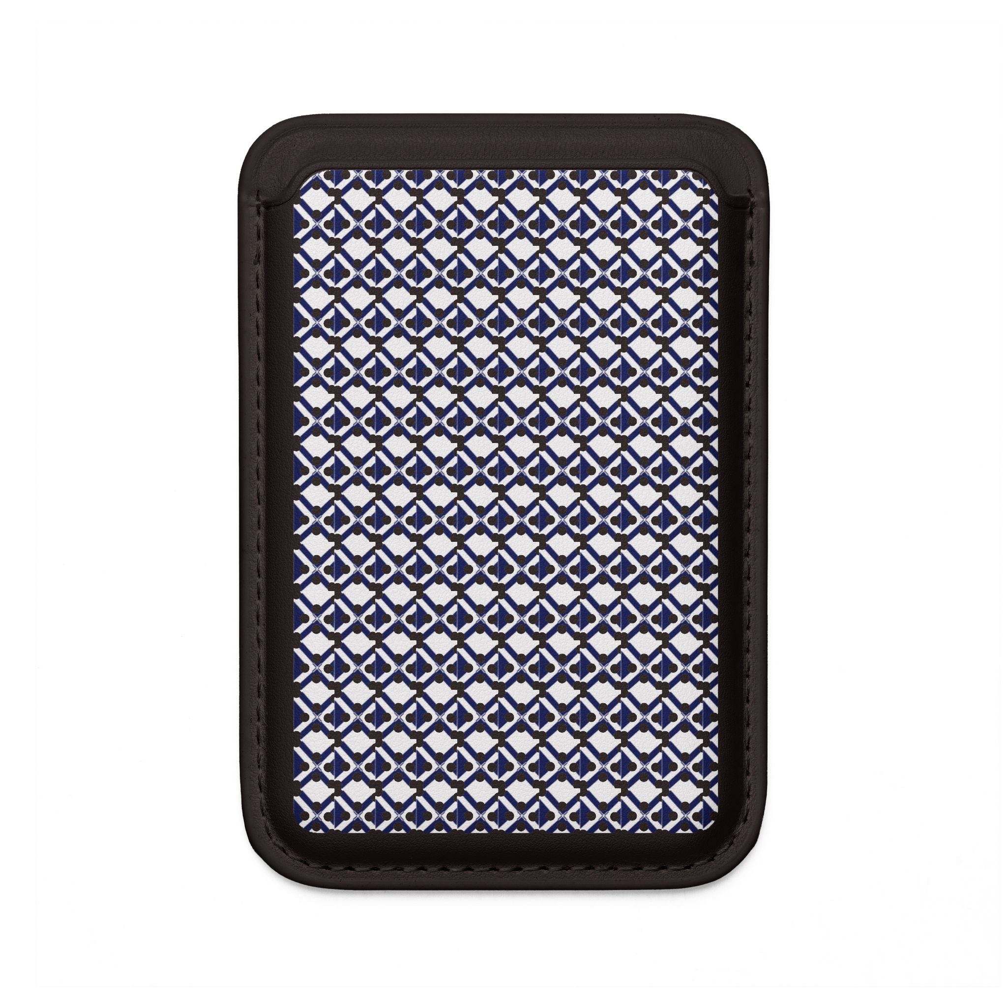 XT9 Blue Tile Pattern Vegan MagSafe Wallet — Slim Card Holder