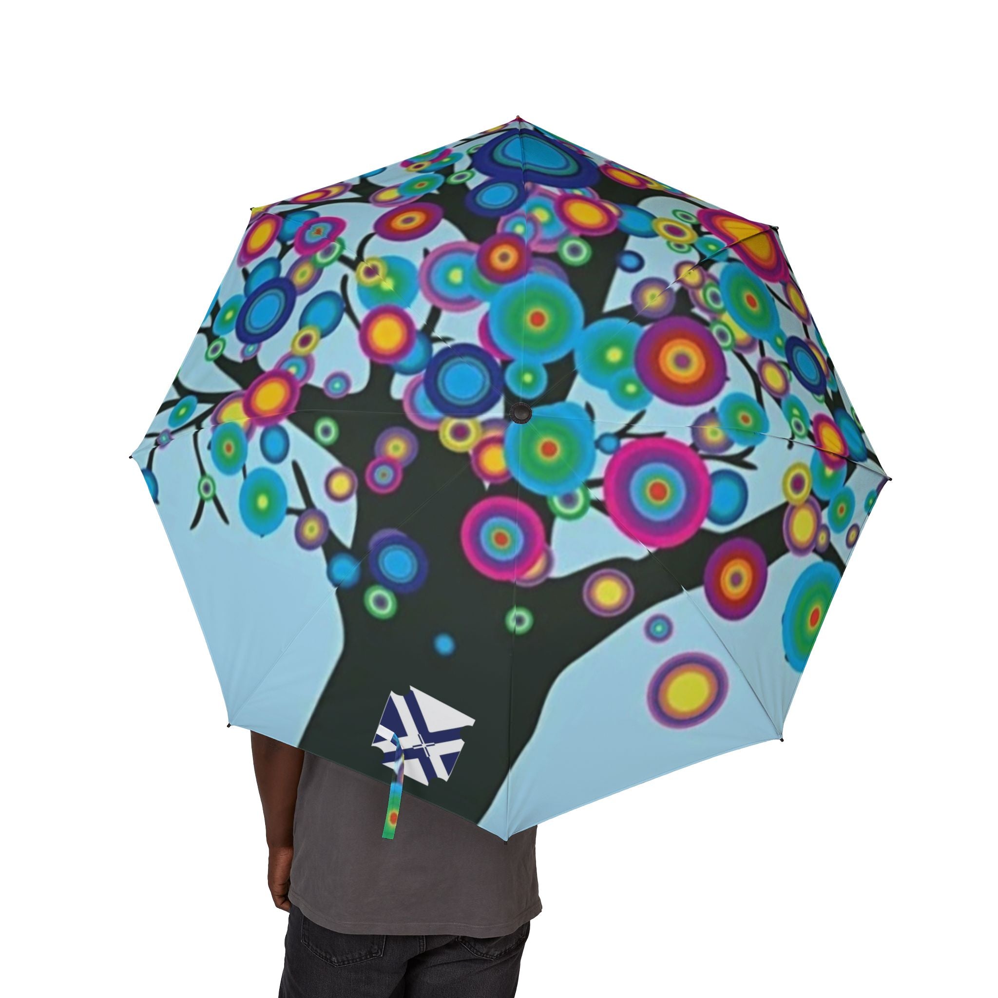 Foldable Umbrella — Colorful Abstract Floral Burst Compact Umbrella