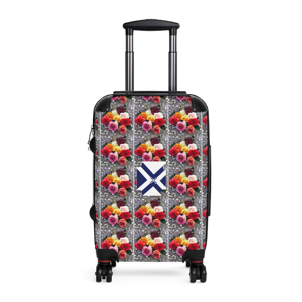 Floral Mosaic Carry-On Suitcase with Scottish Saltire Accent