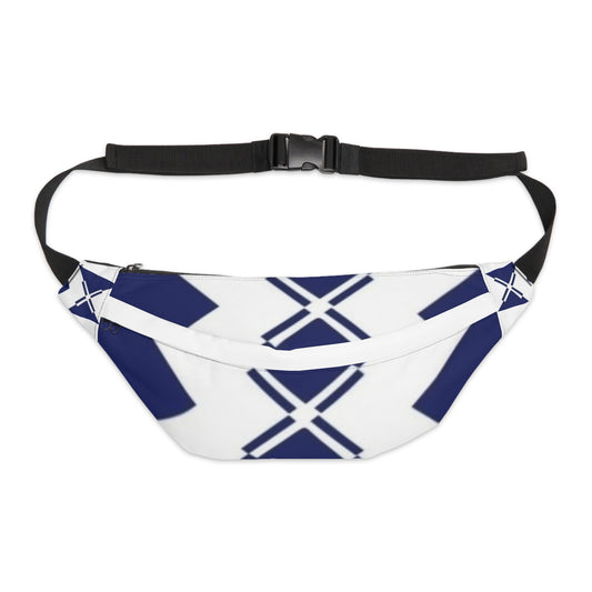 Navy Geometric Cross Pattern Fanny Pack