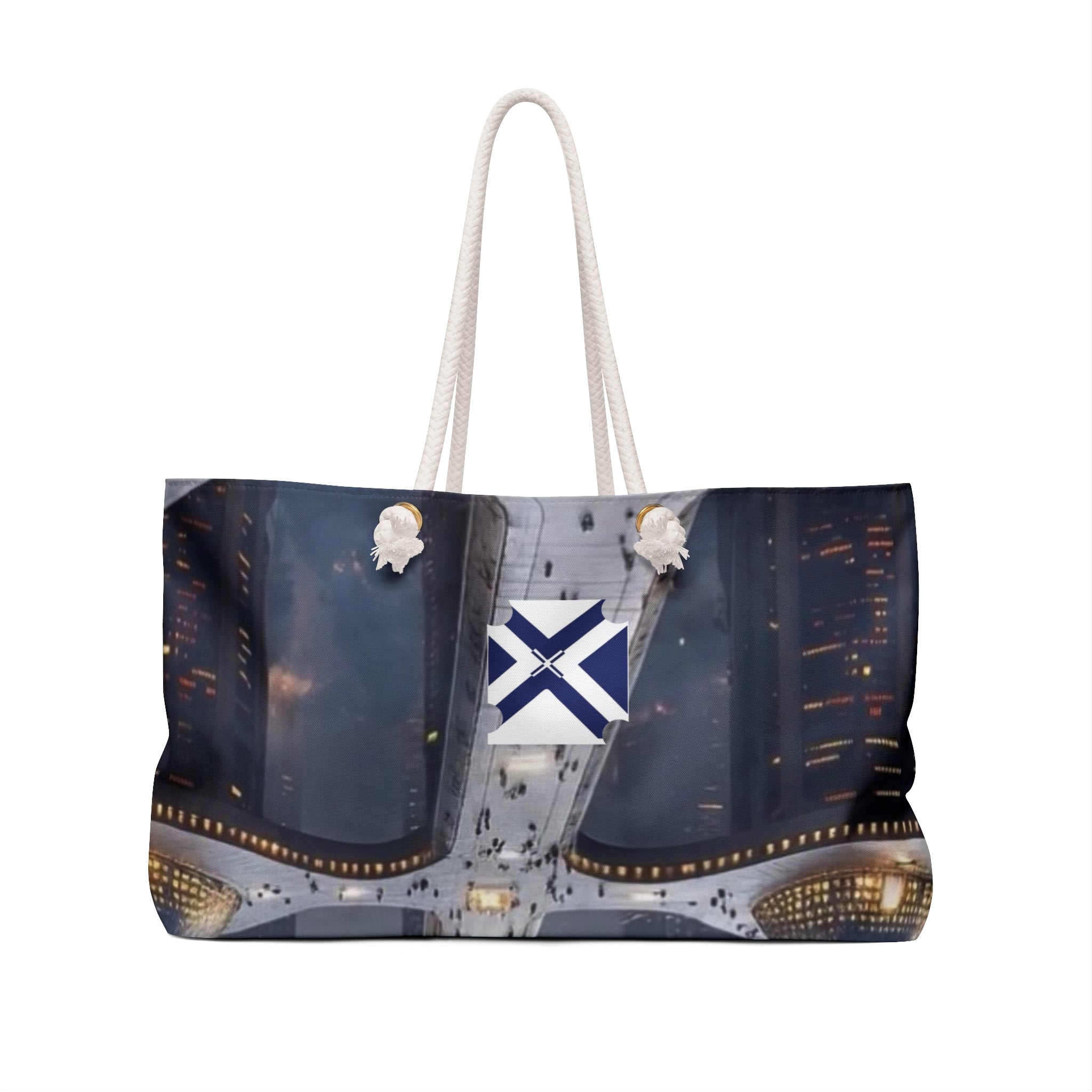 XT city travel Steampunk Cityscape Weekender Bag with Nautical Cross Emblem