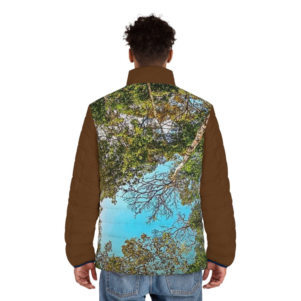 Nature Canopy Puffer Jacket — Forest Sky All-Over Print