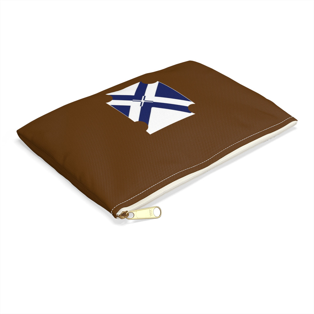 XT7 Brown Accessory Pouch with Blue Saltire Crest — Travel Organizer Toiletry Bag