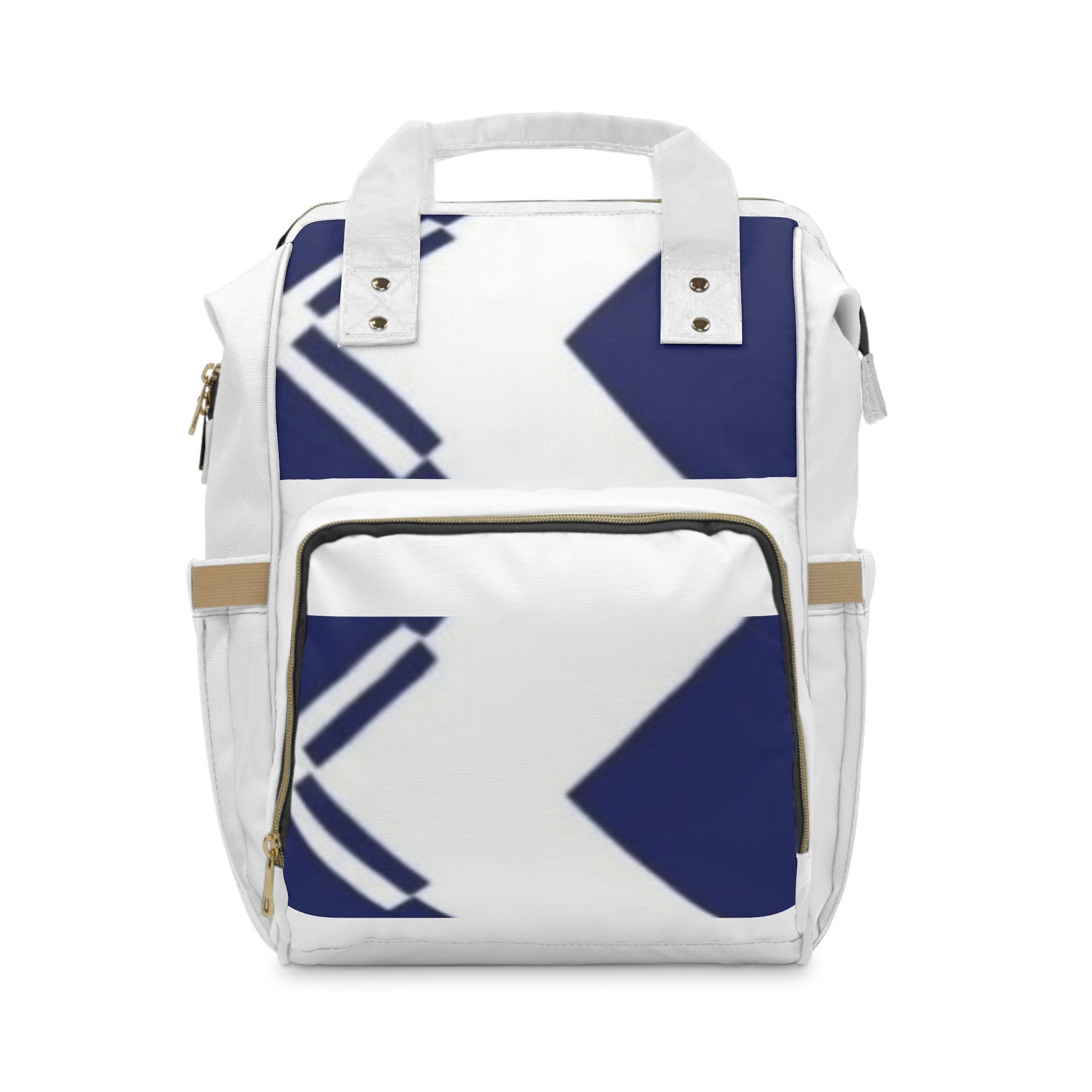 Multifunctional Diaper Backpack – Large White & Navy Organizer with Insulated Bottle Pockets