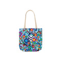 Colorful Floral Tote Bag — Vibrant Psychedelic Flowers Canvas Tote