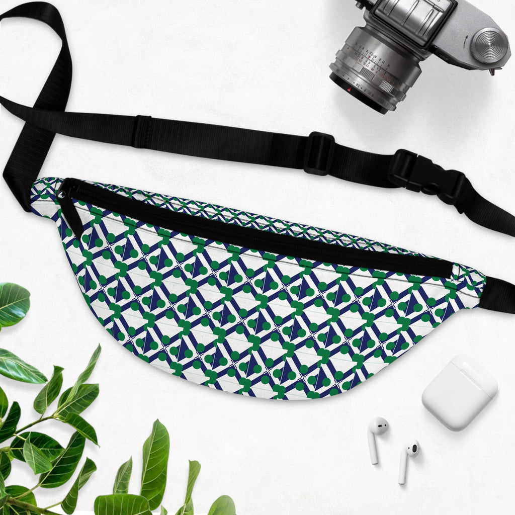 XT9 Green Tile Fanny Pack — Patterned Waist Bag for Travel & Everyday