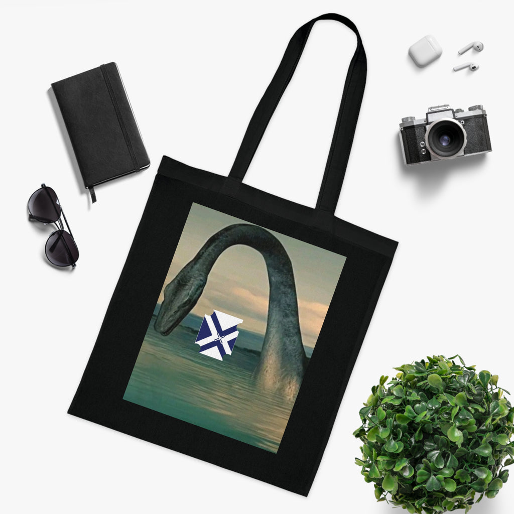 Xt Sea mosterTote Bag — Vintage Loch Ness Monster Art with Scottish Saltire Accent