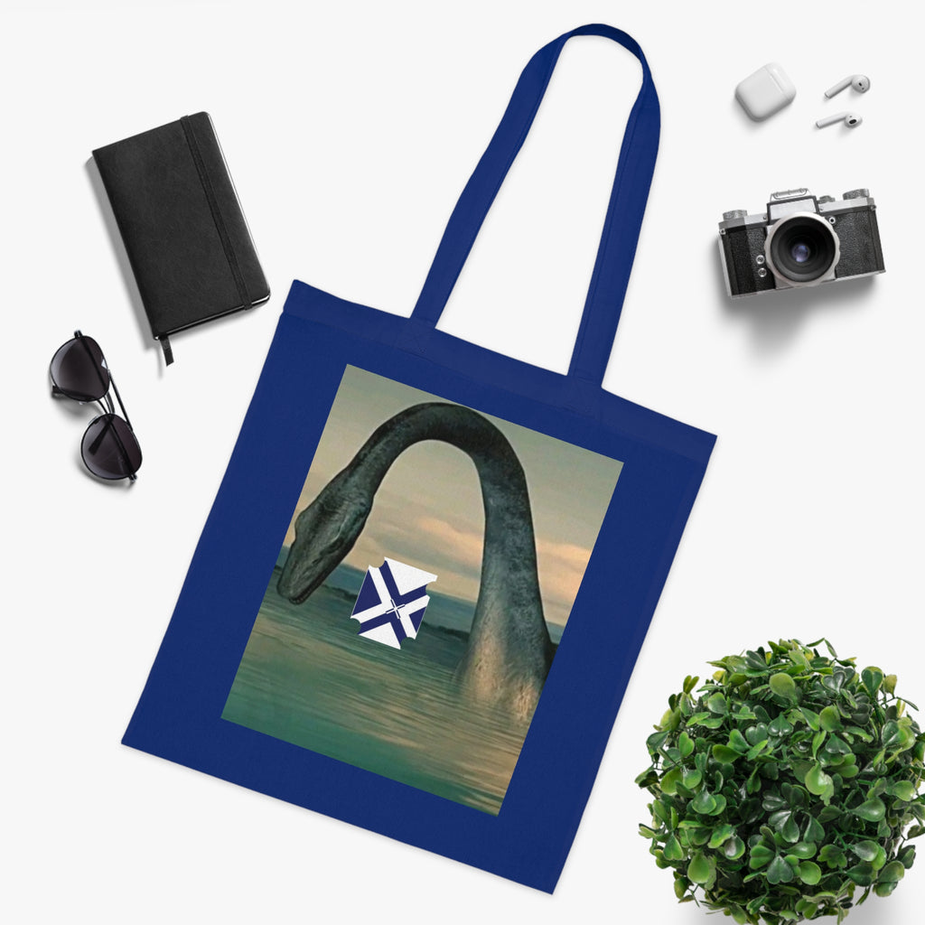 Xt Sea mosterTote Bag — Vintage Loch Ness Monster Art with Scottish Saltire Accent