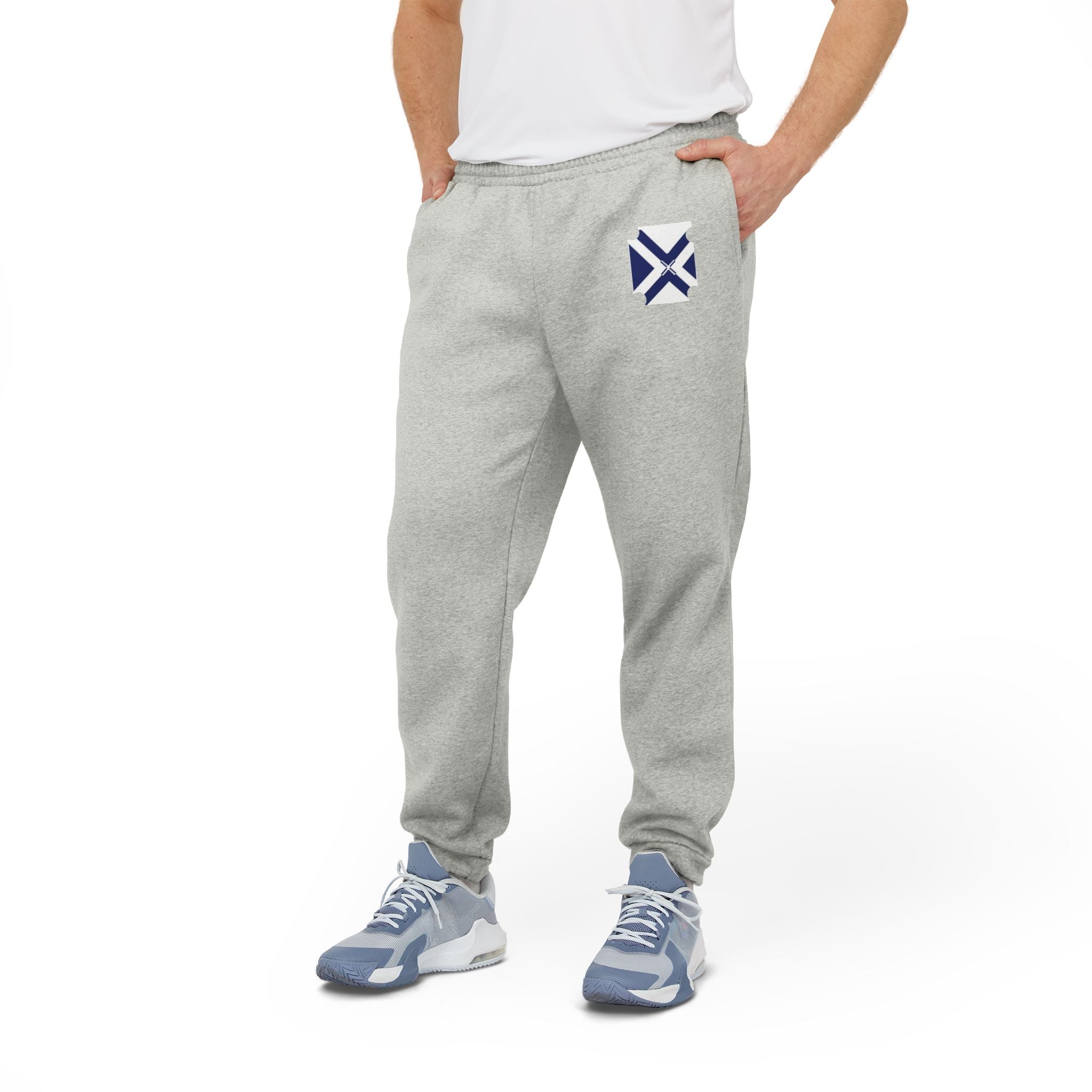 XT7 ft Adidas Fleece Joggers with Minimal Crest - Gray Comfortable Athletic Sweatpants
