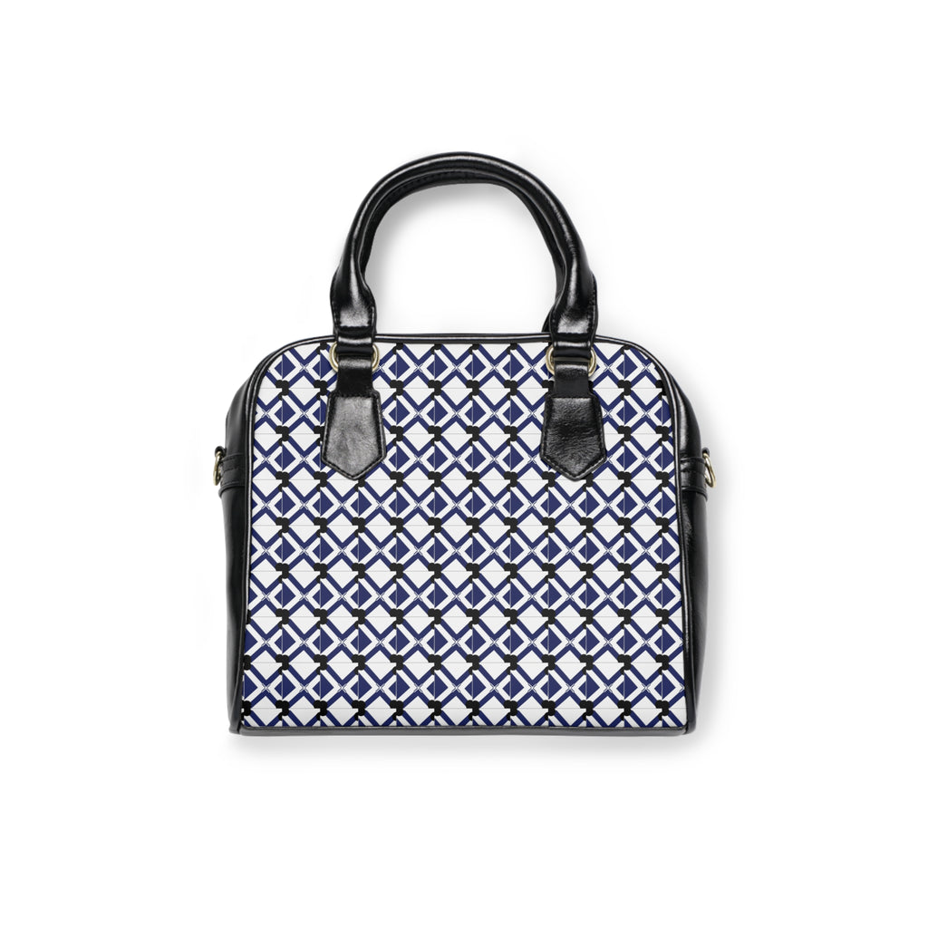 Geometric Navy Tile Shoulder Handbag
