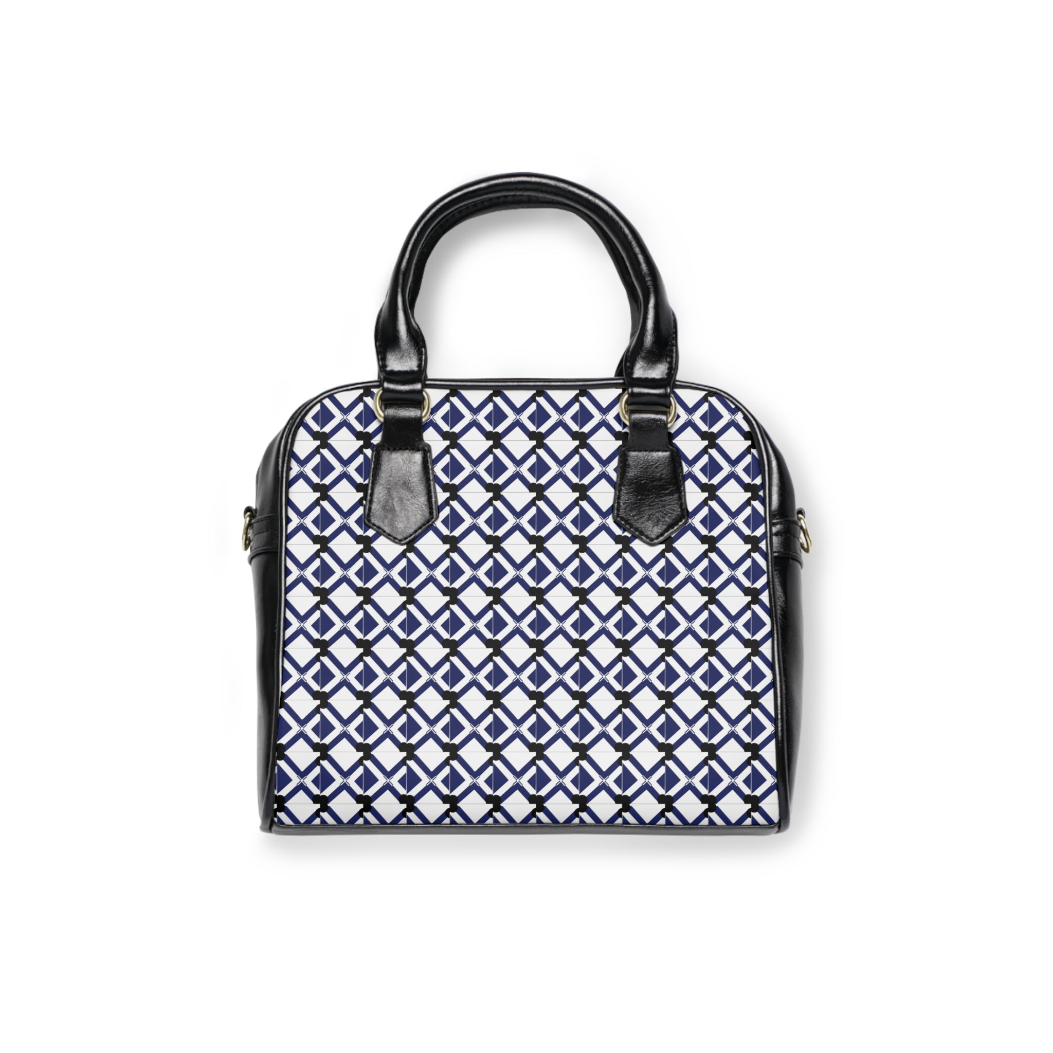 Geometric Navy Tile Shoulder Handbag