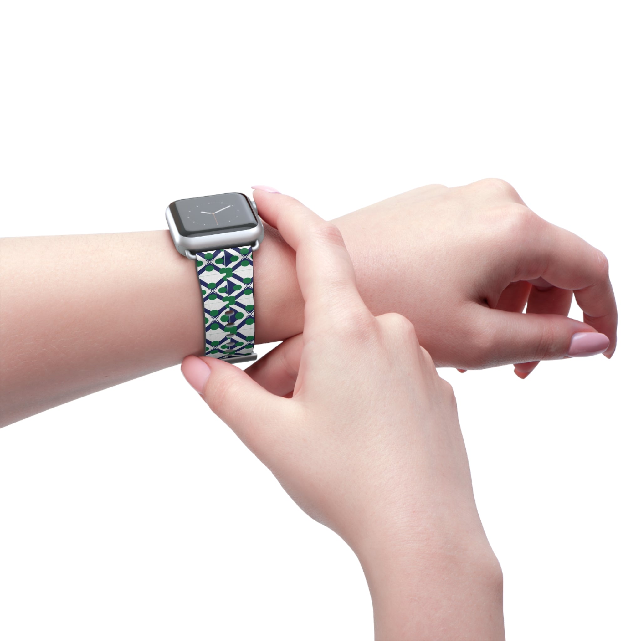XT9 Green & Navy Tile Watch Band — Patterned Apple Watch Strap