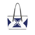 Nautical Navy Cross PU Leather Shoulder Bag - Coastal Tote with Modern Geometric Flag Design
