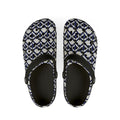Patterned EVA Foam Clogs — Navy Geometric All-Over Print