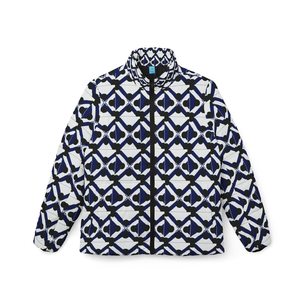 XT9 Puffer Jacket — Navy Geo Tile All-Over Print