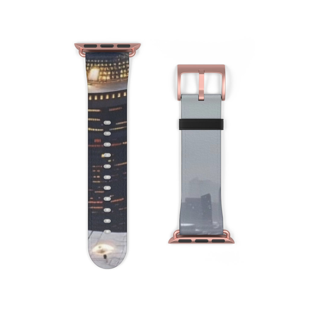 City Lights Leather Watch Band — Night Skyline Apple Watch Strap