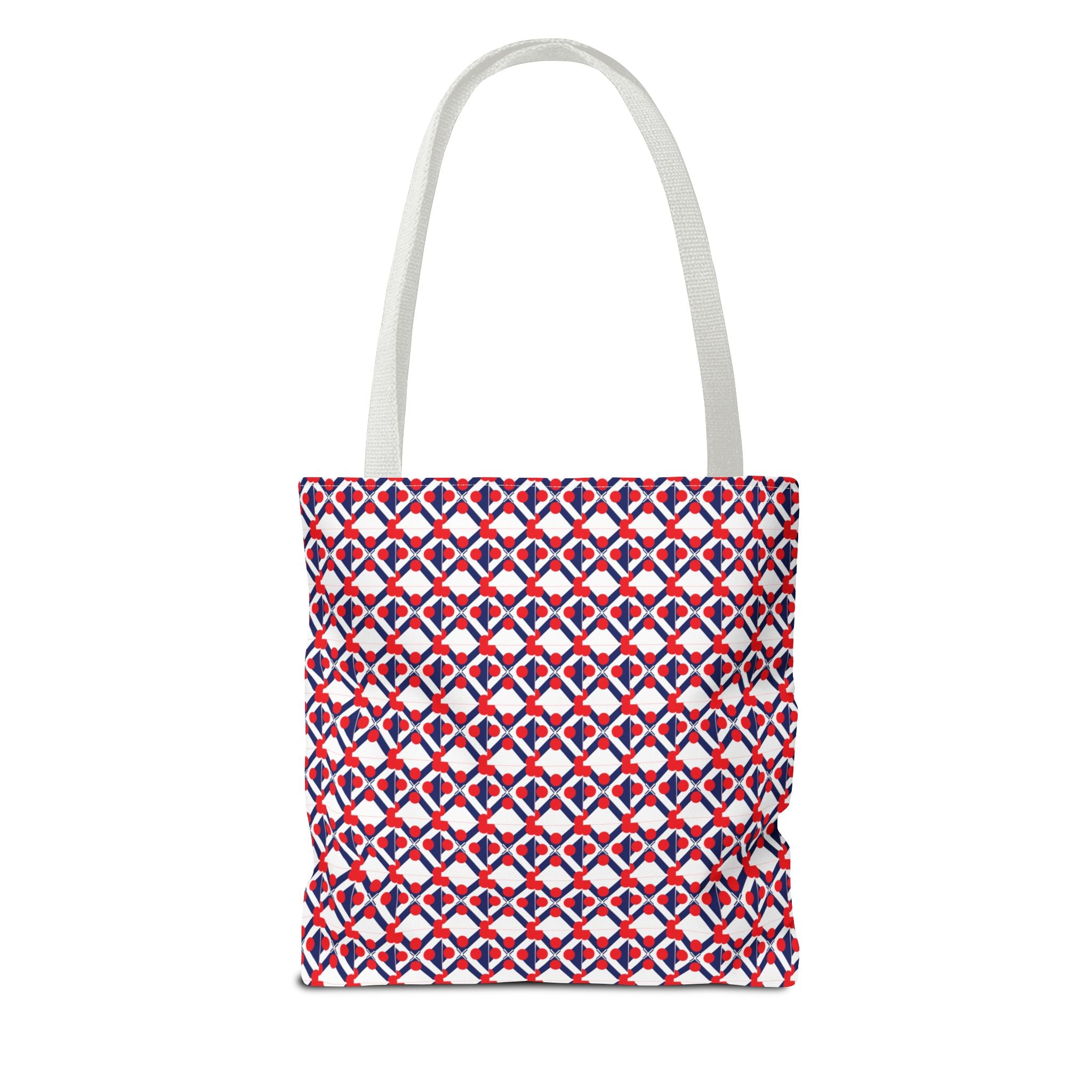 XT9 Red White Blue Geometric Tote Bag – All-Over Print Patriotic Pattern
