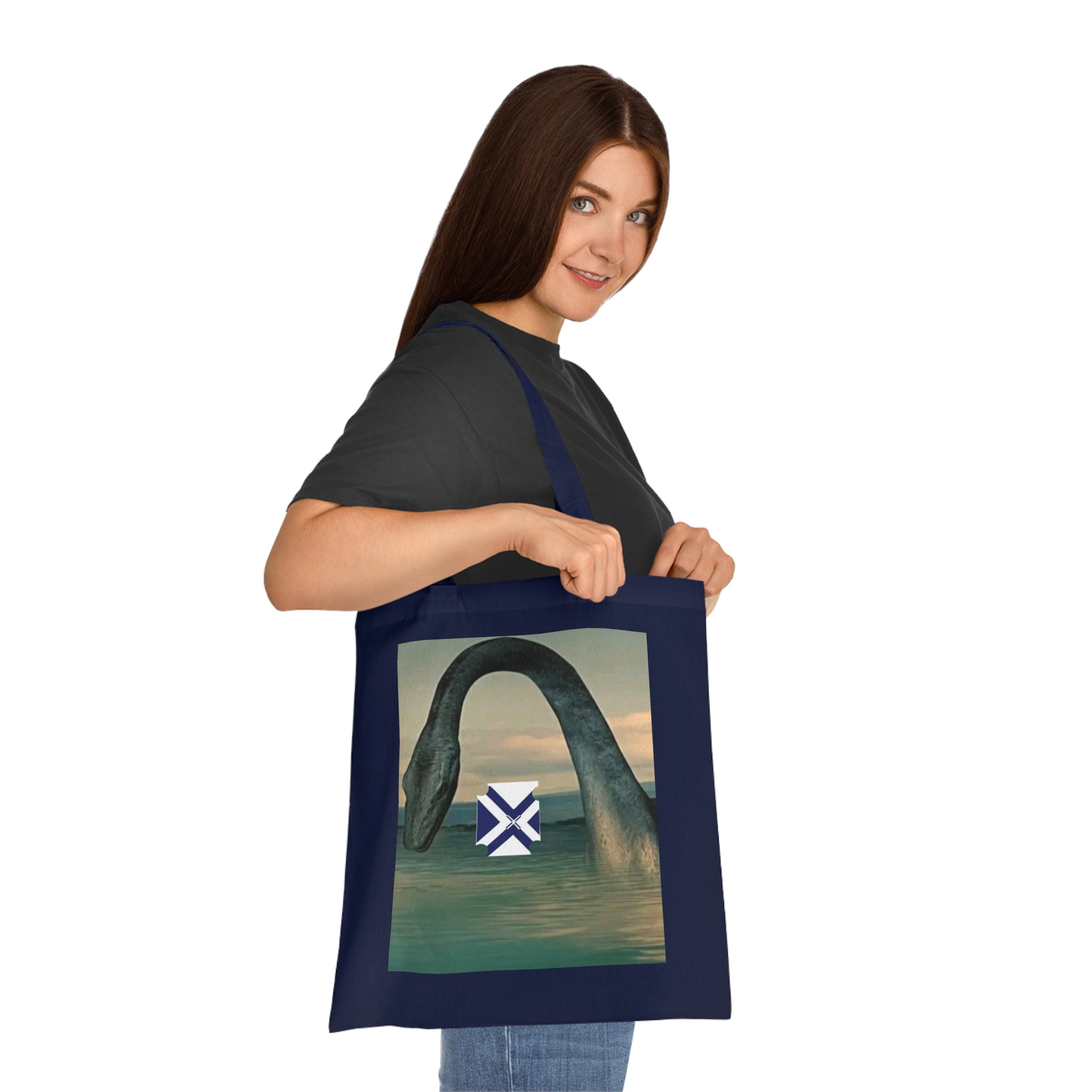 Xt Sea mosterTote Bag — Vintage Loch Ness Monster Art with Scottish Saltire Accent