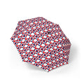 Foldable Umbrella — Red & Blue Geometric Pattern, Semi‑Automatic Compact Travel Umbrella