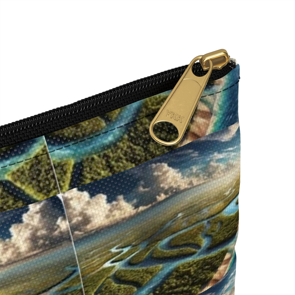 Island Waterfall Pattern Accessory Pouch — Nautical Crest Travel Cosmetic Bag