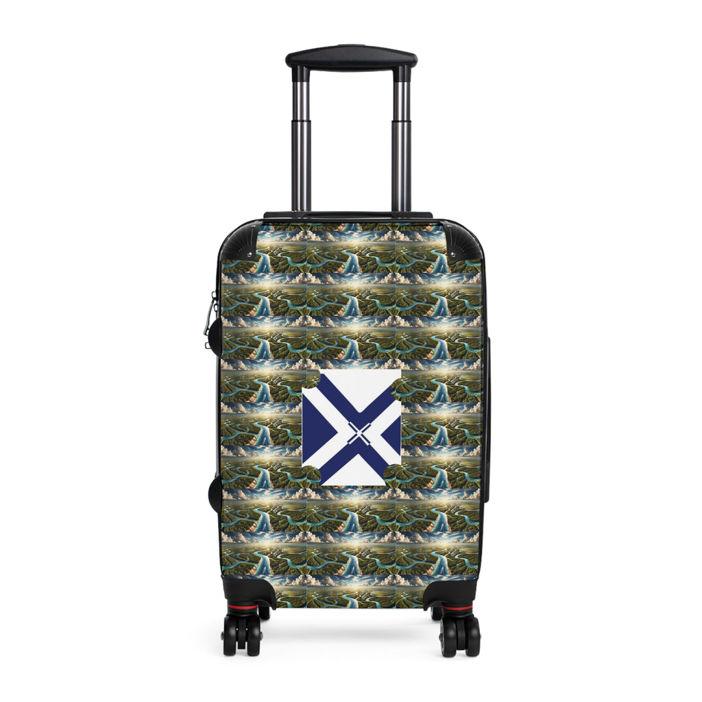 Nautical Whale Pattern Suitcase with Maritime Flag Accent — Carry-On Luggage for Ocean Lovers
