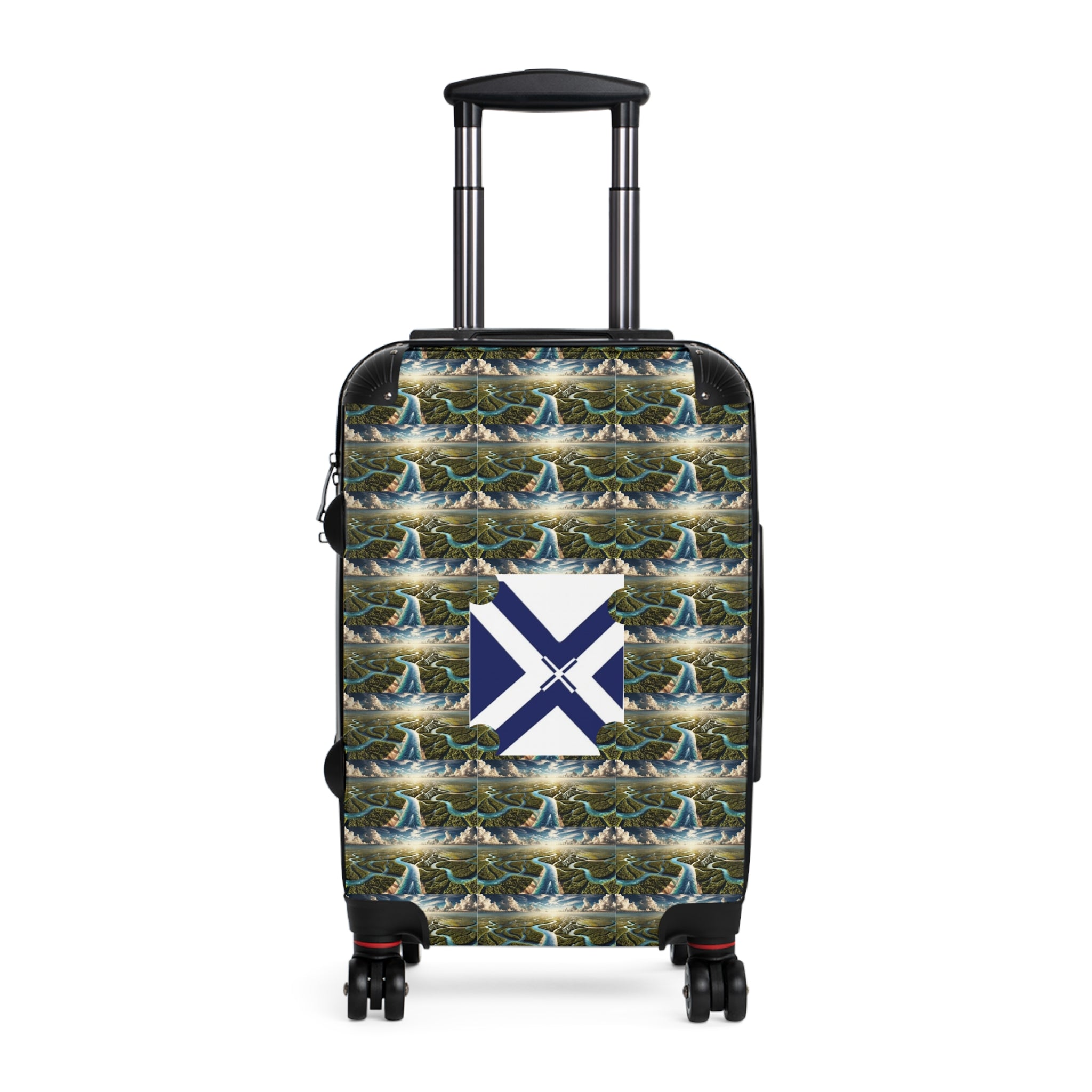 Nautical Whale Pattern Suitcase with Maritime Flag Accent — Carry-On Luggage for Ocean Lovers