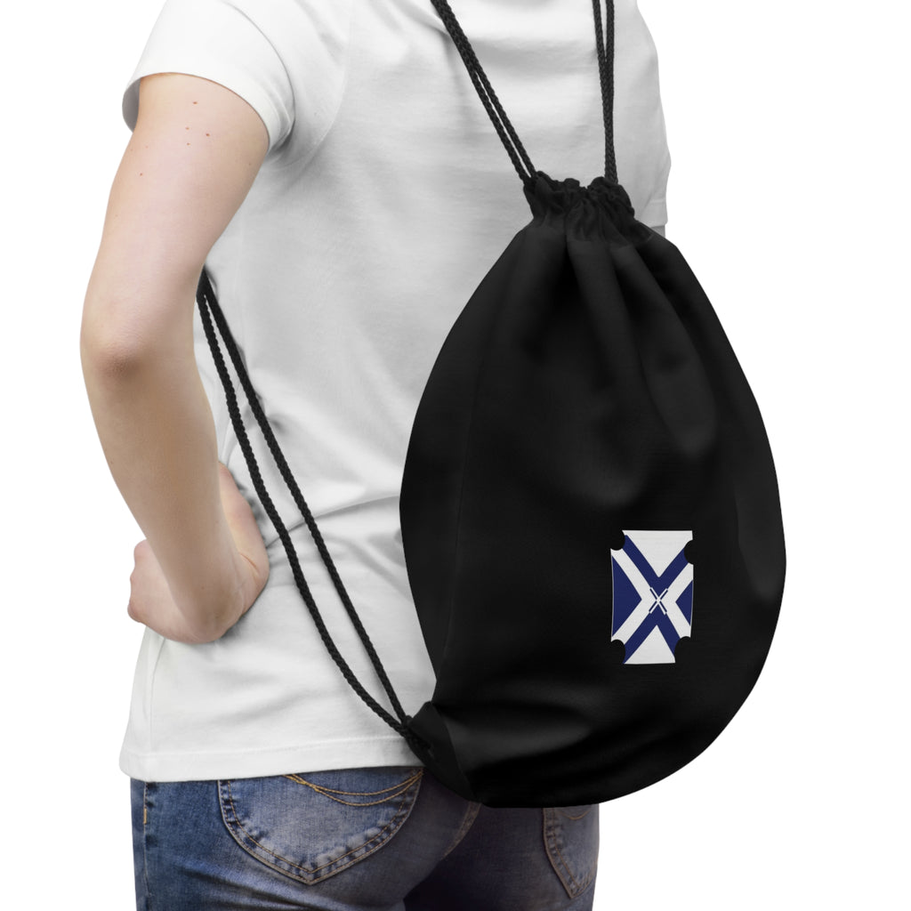 Nautical Blue St. Andrew Cross Drawstring Bag — Minimal Sailing Logo Gym Sack
