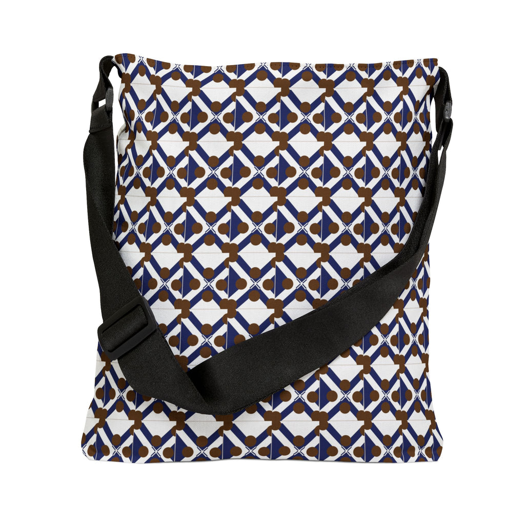 Adjustable Tote Bag — Navy & Gold Geometric Pattern Crossbody Tote