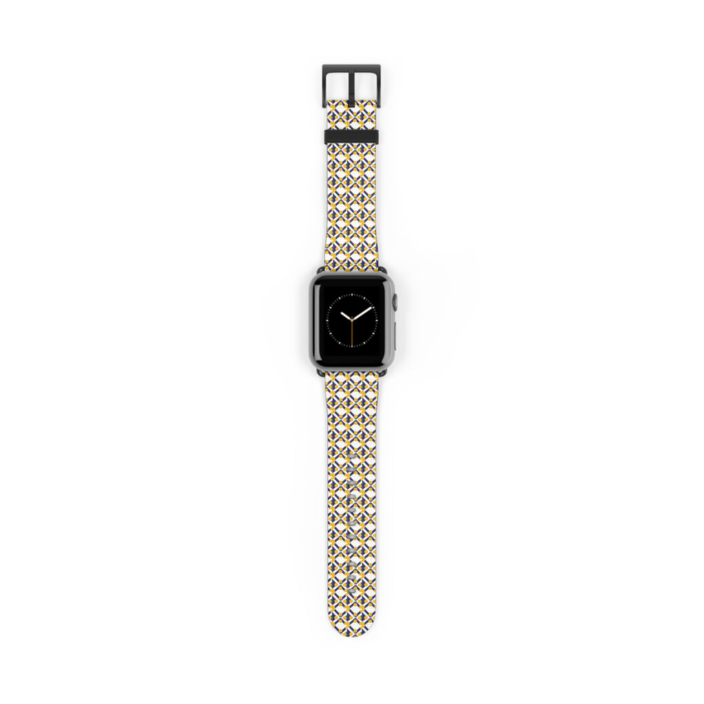 XT9 Gold Tile Watch Band — Modern Patterned Replacement Strap