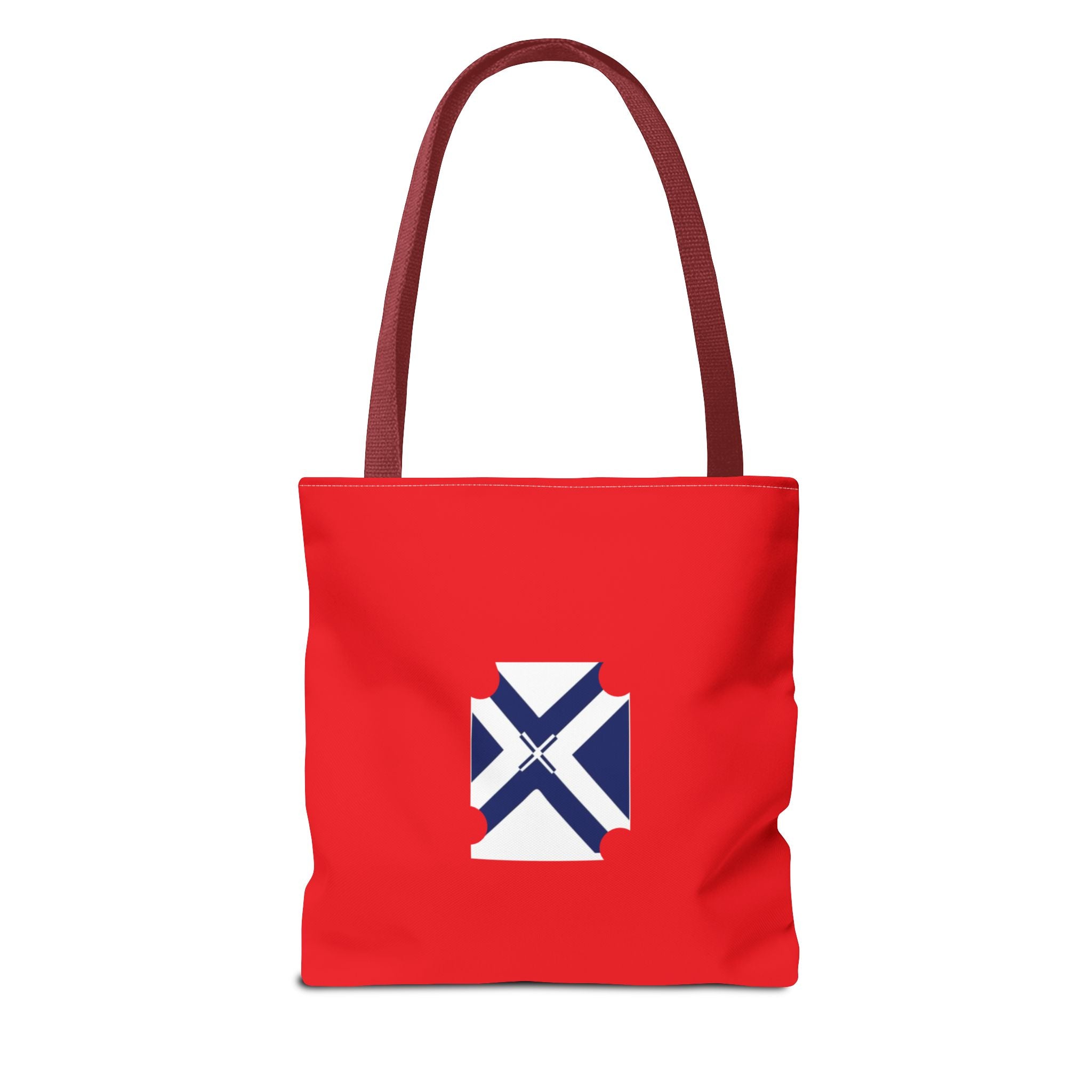 Red State Outline Tote Bag with Navy Saltire Design