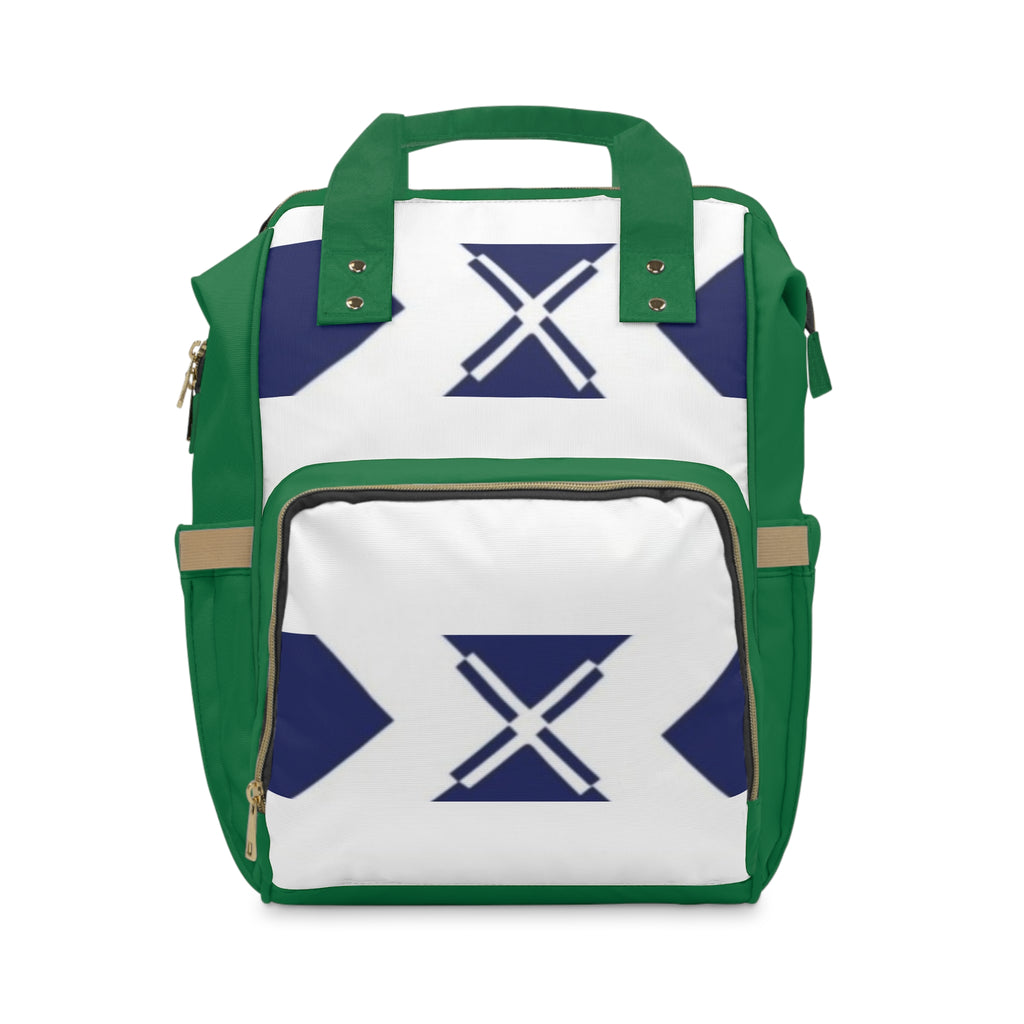XT3 Green Multifunctional Diaper Backpack — Navy Geometric X Pattern