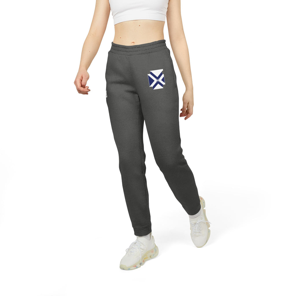 XT7 ft Adidas Fleece Joggers with Minimal Crest - Gray Comfortable Athletic Sweatpants