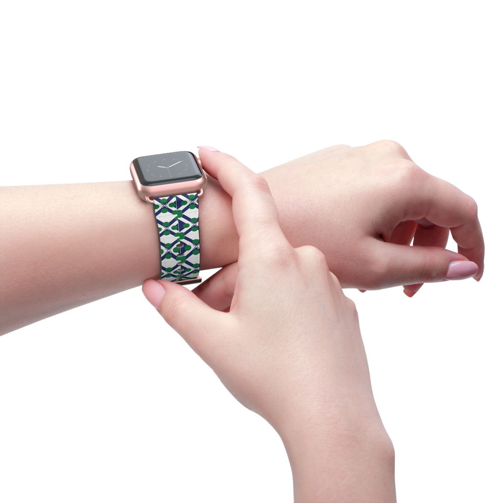 XT9 Green & Navy Tile Watch Band — Patterned Apple Watch Strap
