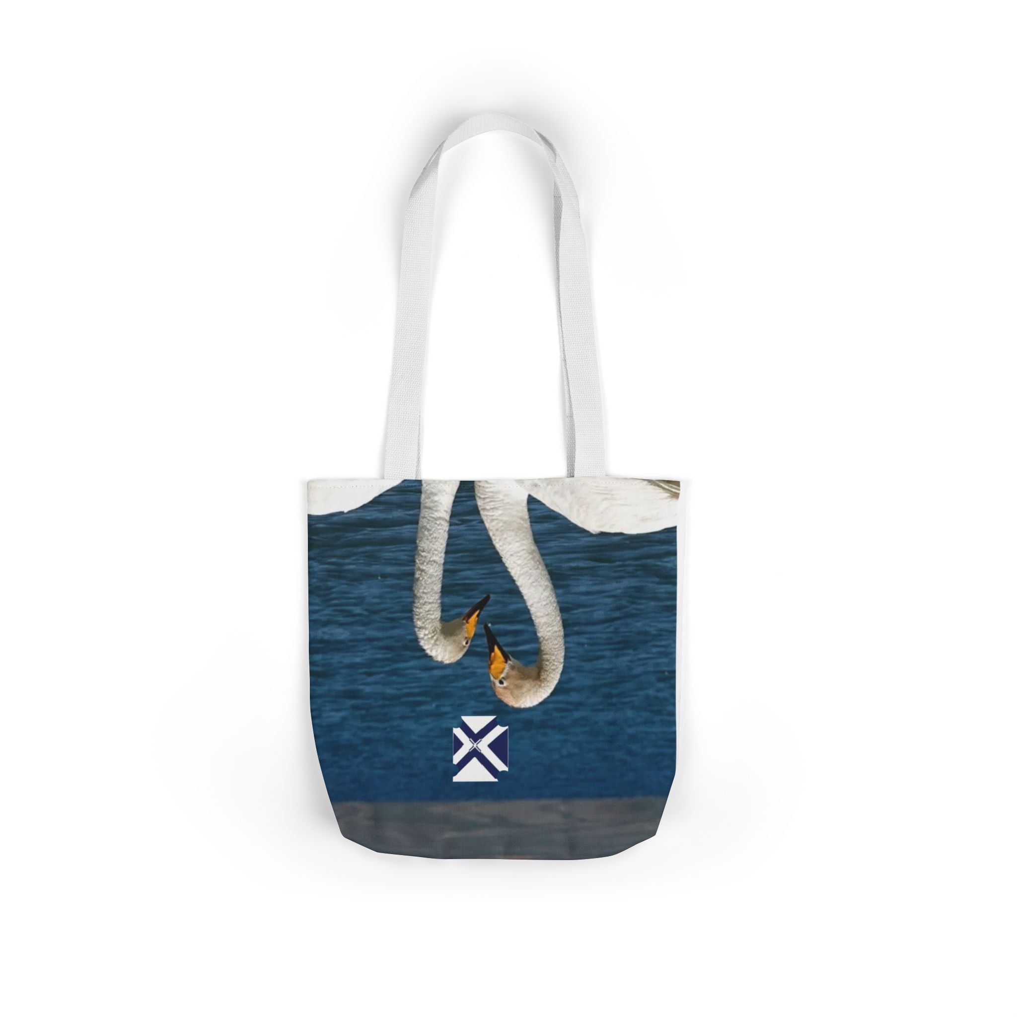 Swan Heart Canvas Tote Bag – Romantic Lake Photo Print